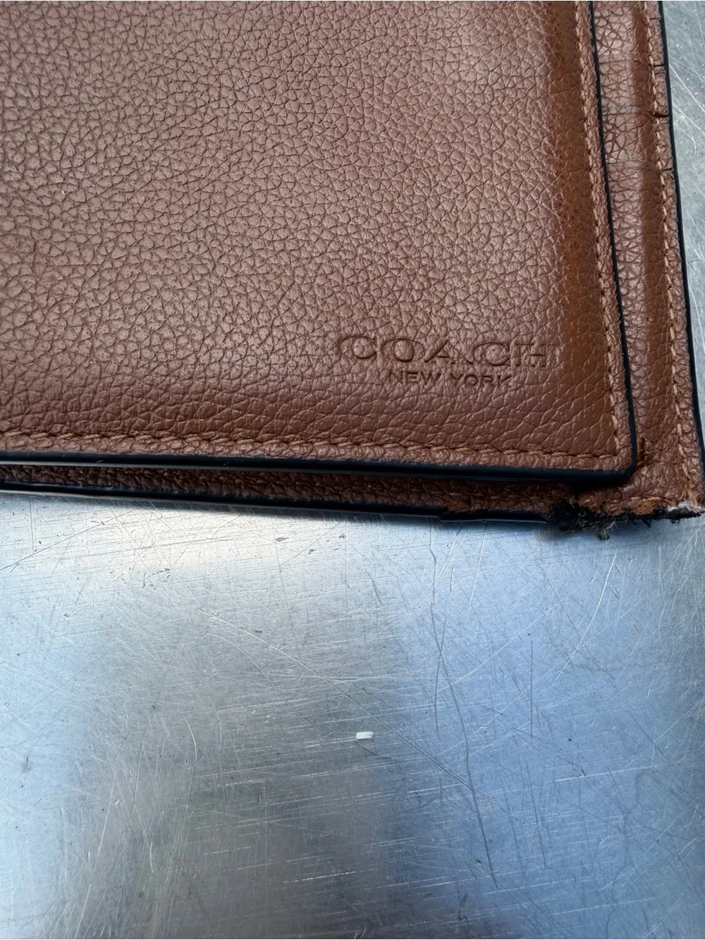 Coach Brown Pebbled Leather Men's Wallet